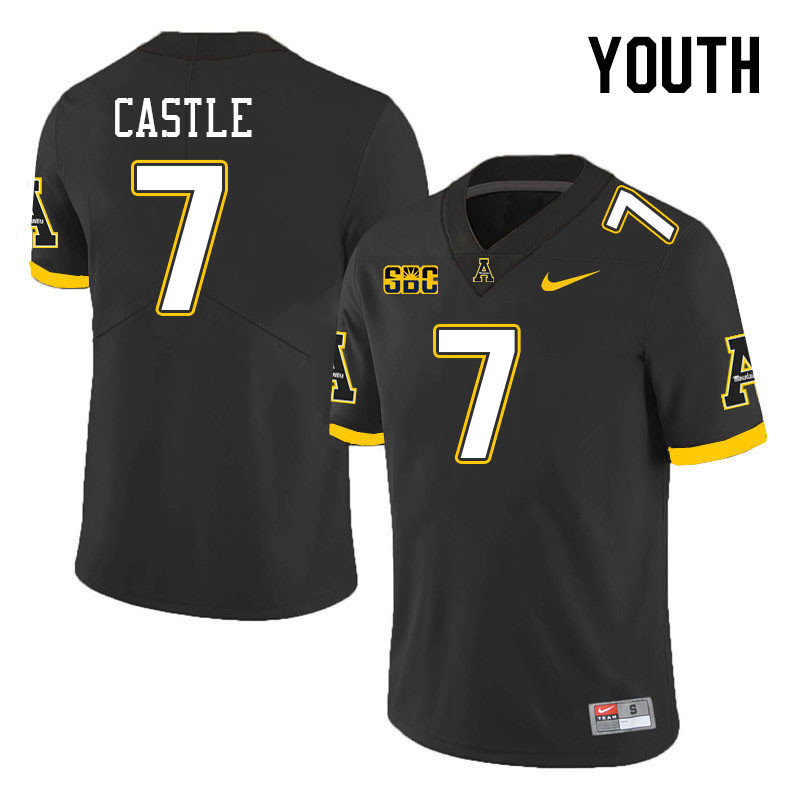 Youth #7 Anderson Castle Appalachian State Mountaineers College Football Jerseys Stitched Sale-Black - Click Image to Close
